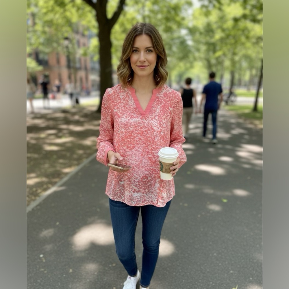 Kenneth Cole Pink and White Women's Top. Ptp 20”